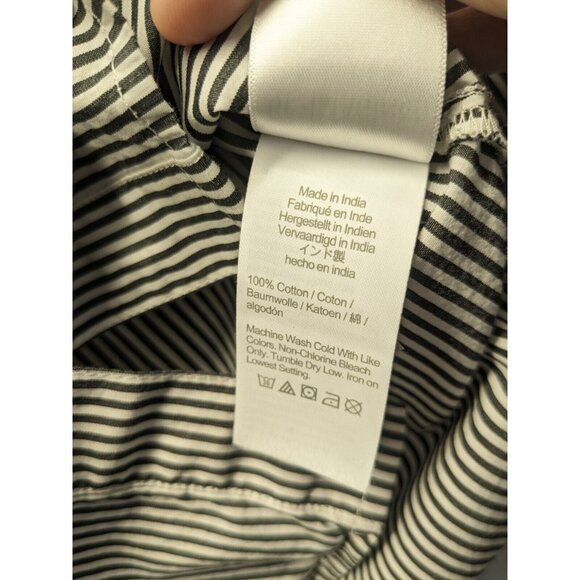 Reimagined J Crew Womens 6 Poplin Ruffle Striped Long Sleeve Shirt Beetlejuice - Picture 7 of 8